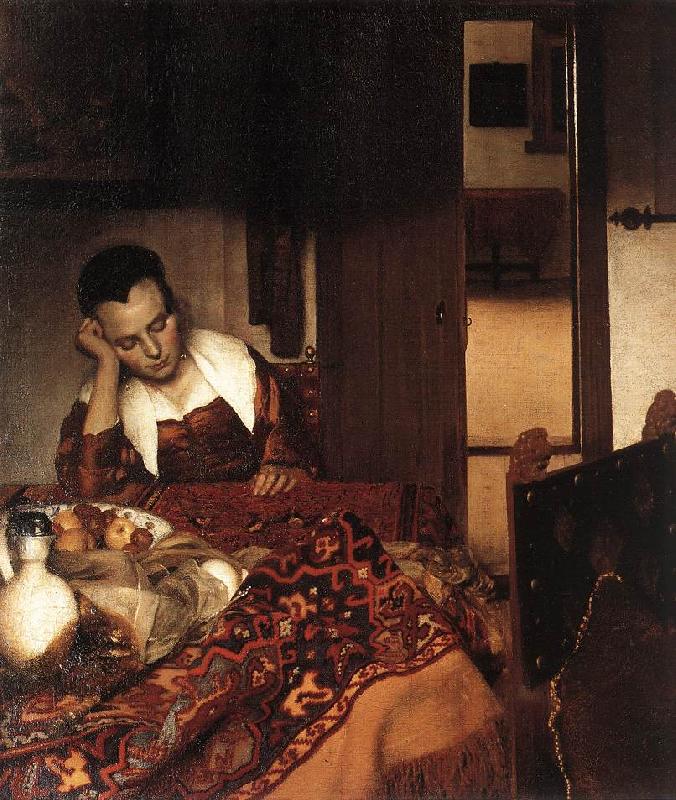VERMEER VAN DELFT, Jan A Woman Asleep at Table wet Germany oil painting art